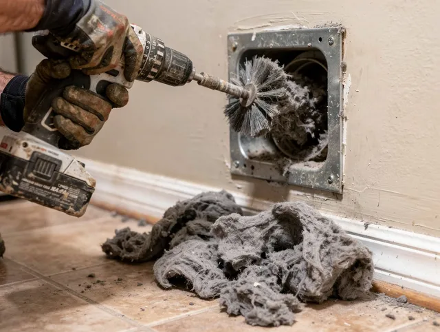 Certified Willimantic Dryer Vent Cleaning technician performing dryer vent cleaning in Willimantic