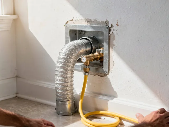 Willimantic Dryer Vent Cleaning certified technician performing specialized gas dryer vent cleaning in Willimantic